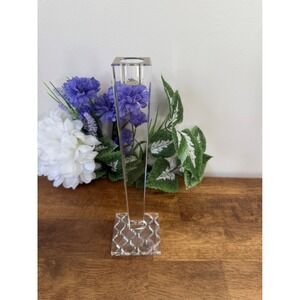 Oleg Cassini Crystal Taper Candle Holder Tall Modern Diamond Cut‎ Candlestick